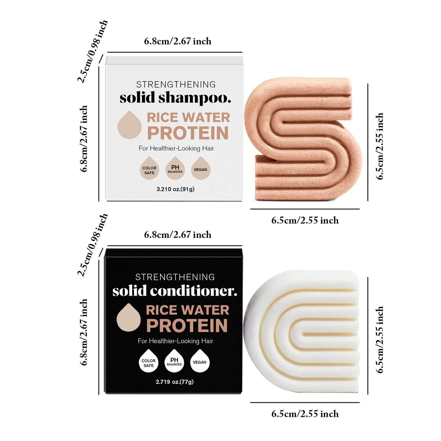 Rice Water Shampoo & Conditioner Bar Combo for Hair Growth