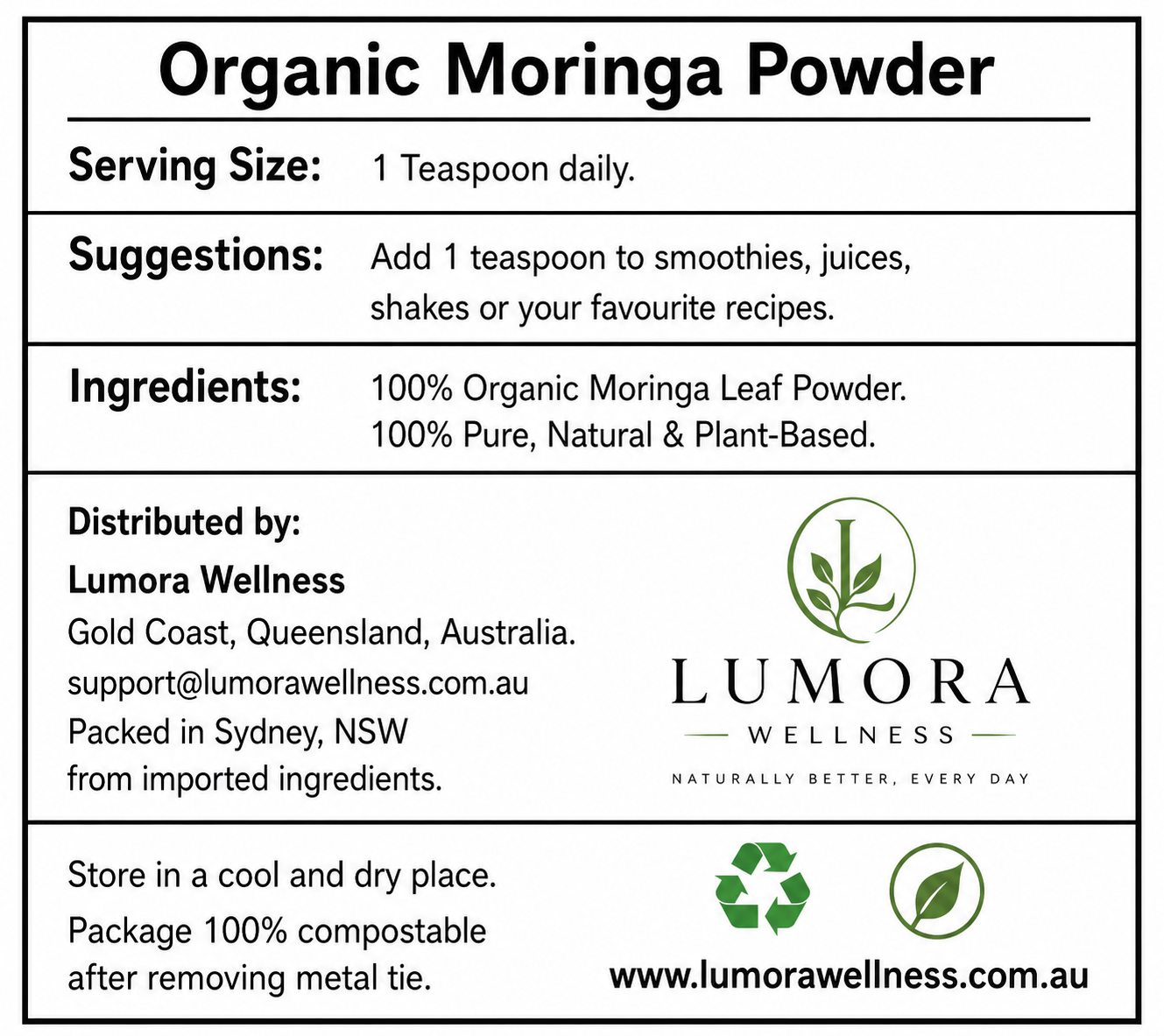 Organic Moringa Superfood Powder